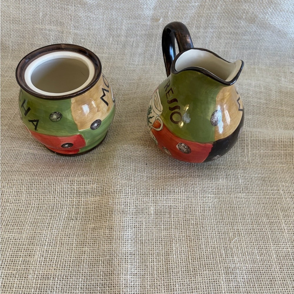 Mocha Ceramic Creamer and Sugar Set - Picture 3 of 5